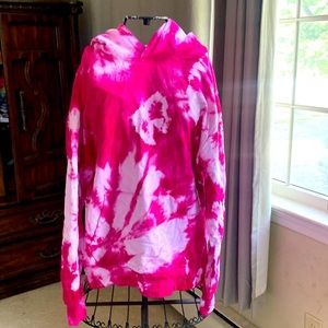 Hot pink tie dyed hoodie